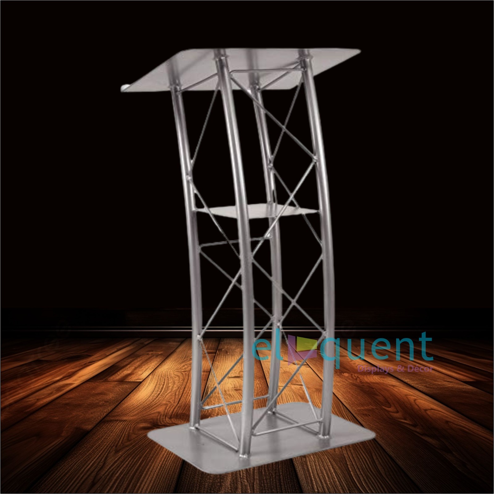 curved 4 post metal truss lectern