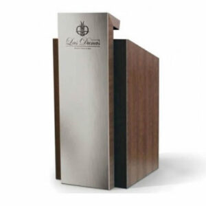 wooden podium metal finish