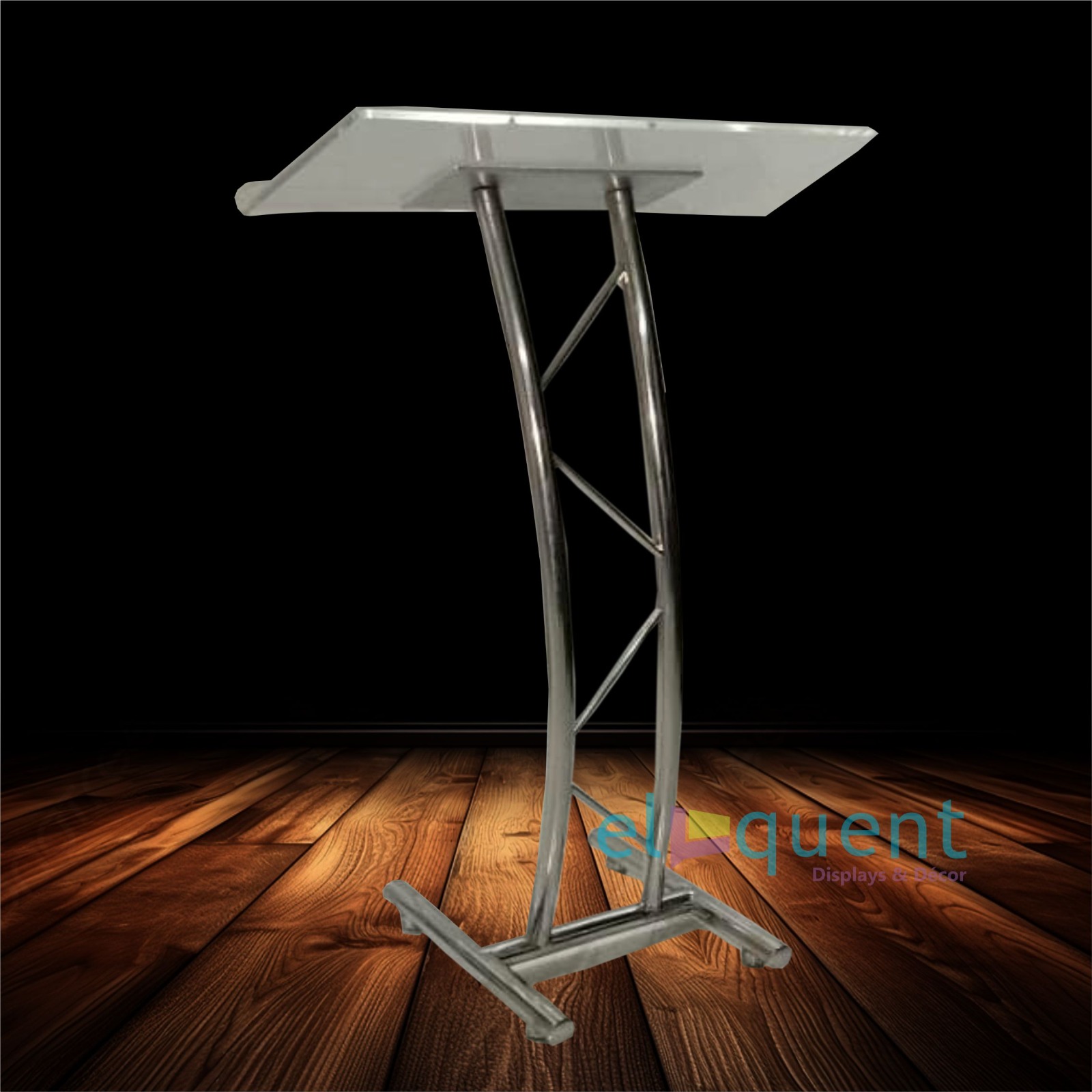 2 pole metal truss podium with acrylic top church pulpit