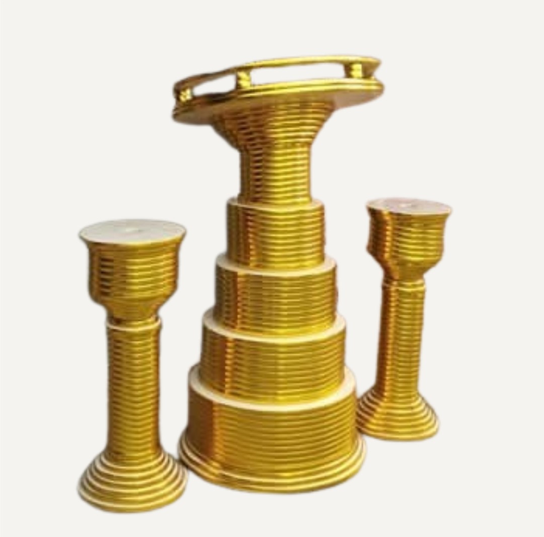 golden Pyramid pulpit design and flower vase lagos