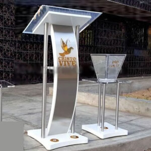 church pulpit and offering container