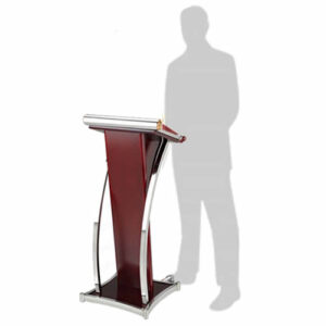 CURVED METAL AND WOOD PODIUM