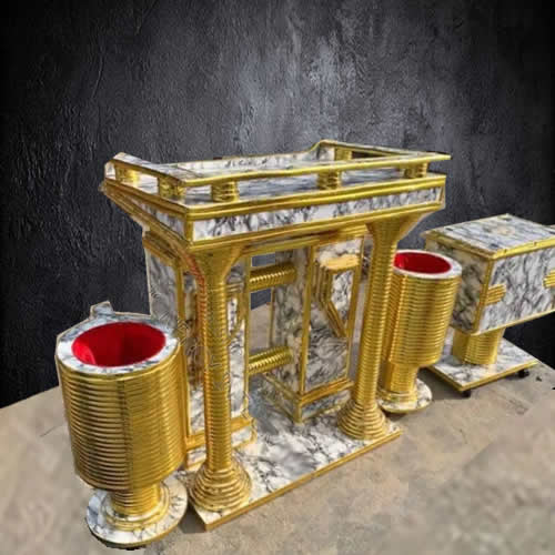 gold stripe pulpit with marble finish