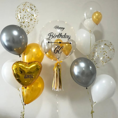 happy birthday custom hellium balloon set