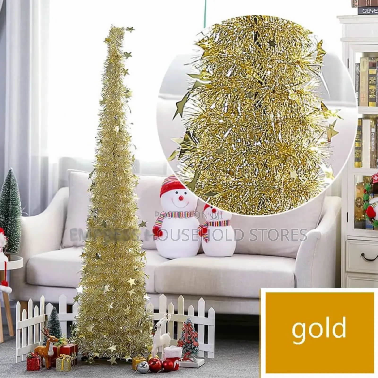 Artificial Tinsel Pop up Christmas Tree gold