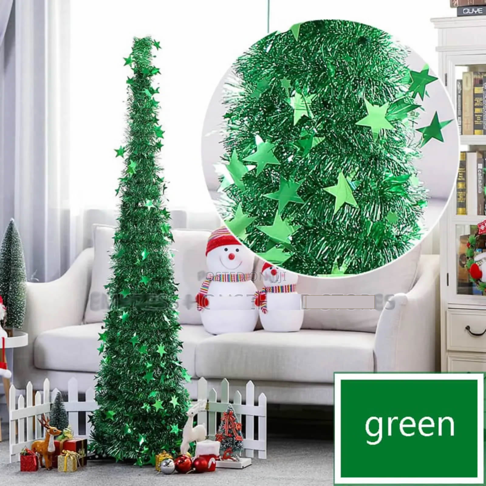 Artificial Tinsel Pop up Christmas Tree green