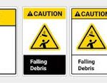 "Industrial safety sign for falling debris hazard in Lagos"