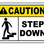 "High-visibility step down warning sign available in Lagos"