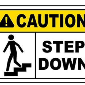 "High-visibility step down warning sign available in Lagos"