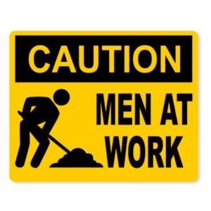 "Reflective caution men at work sign for industrial use in Lagos"