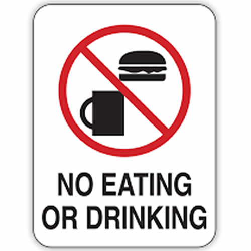 "No eating or drinking sign from the best safety signage company in Lagos"