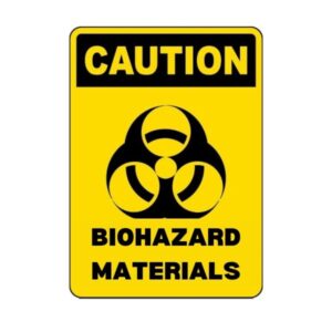 "Caution biohazard materials safety sign for construction sites in Lagos"