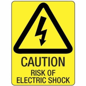 "Caution electric shock risk sign from workplace hazard signs Lagos"