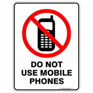 "No use of mobile phone sign from reflective warning signs in Lagos"