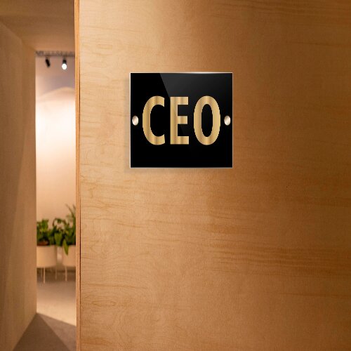 Office door sign for CEO with gold finish