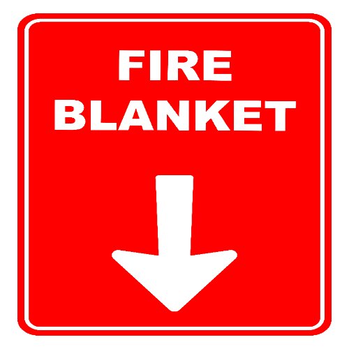 Eloquent Display Lagos "Fire Blanket" sign, essential fire safety.