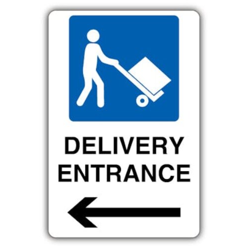 Eloquent Display Lagos "Delivery Entrance" sign for efficient logistics.