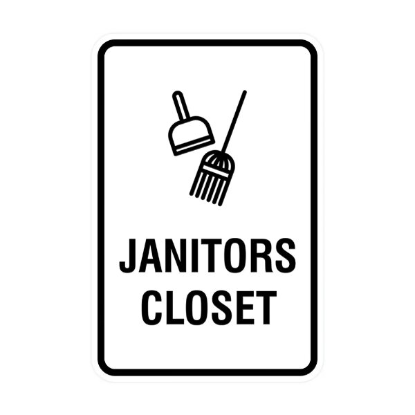 Eloquent Display Lagos "Janitor Closet" sign for safety and organization.