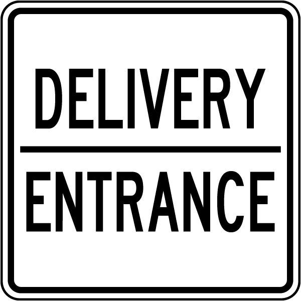 Clearly visible "Delivery Entrance" sign as instructions signage in Lagos.
