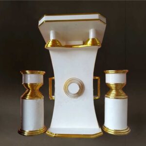 Priestly Gold-Stripe Pulpit and Flower Vases