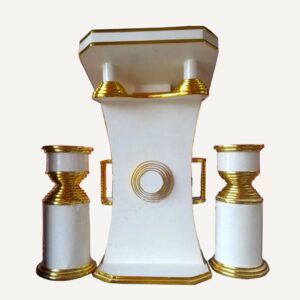 Priestly Gold-Stripe Pulpit and Flower Vases