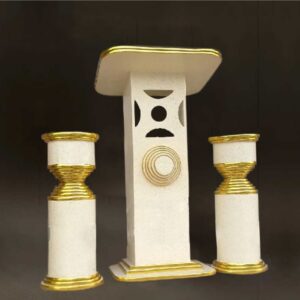 Simple Golden Pulpit with Flower Vases