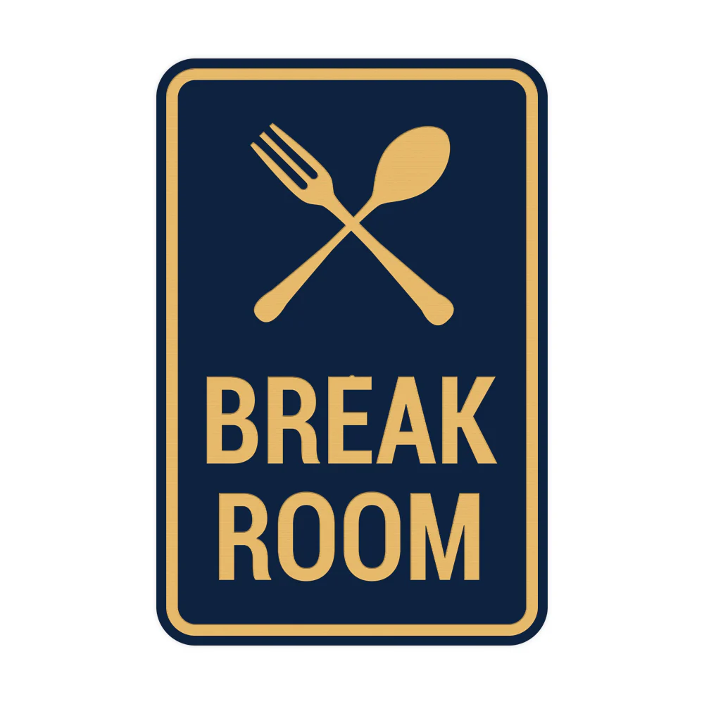 Bright and inviting "Break Room with spoon and fork" sign in Lagos.