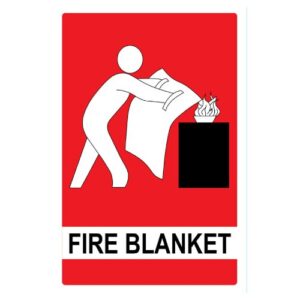 Clear fire safety sign for a "Fire Blanket" in a Nigerian laboratory.