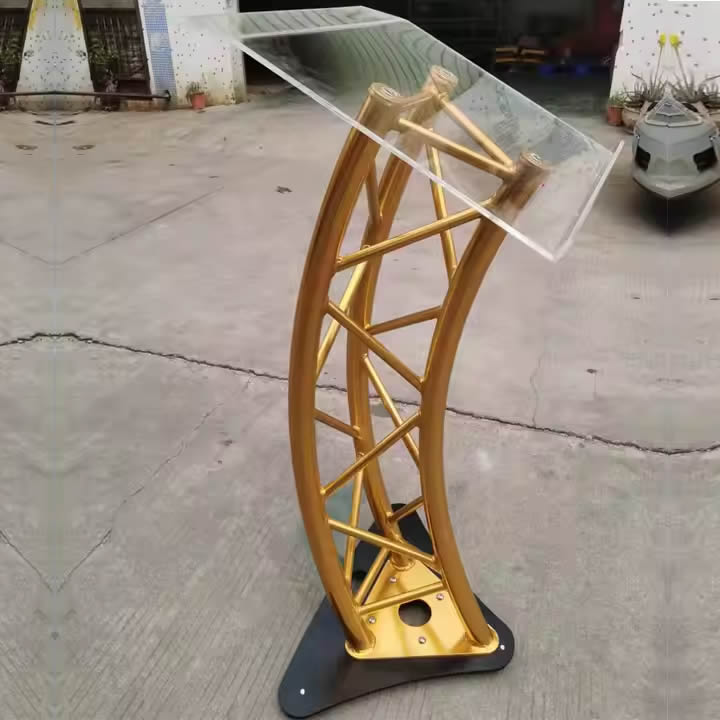 gold triangle metal podium