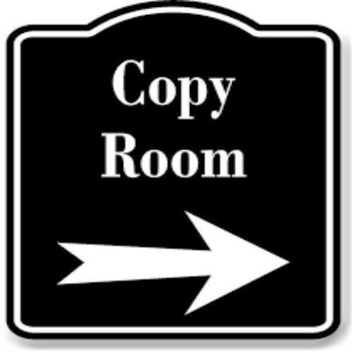 Professional "Copy & Room" sign for office efficiency in Lagos.