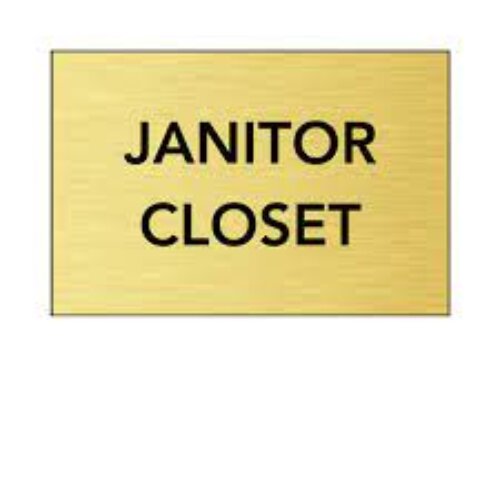"Janitor Closet" sign for restricted access in Lagos.