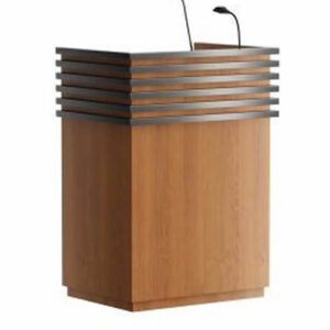 metal strpe wooden pulpit