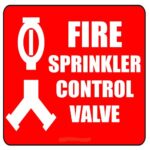 Safety-compliant "Fire Sprinkler Control Valve" location sign in Nigeria.