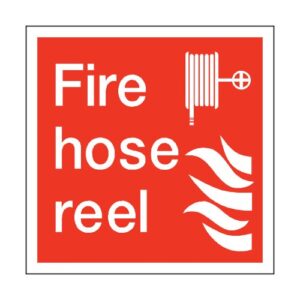 Durable "Fire Hose Reel" wall sign above the cabinet in Nigeria.