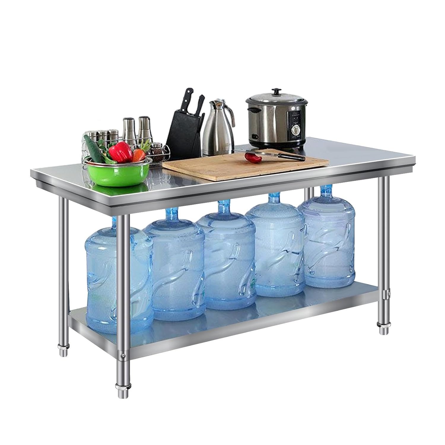Stainless Steel Open Base Table with Undershelf