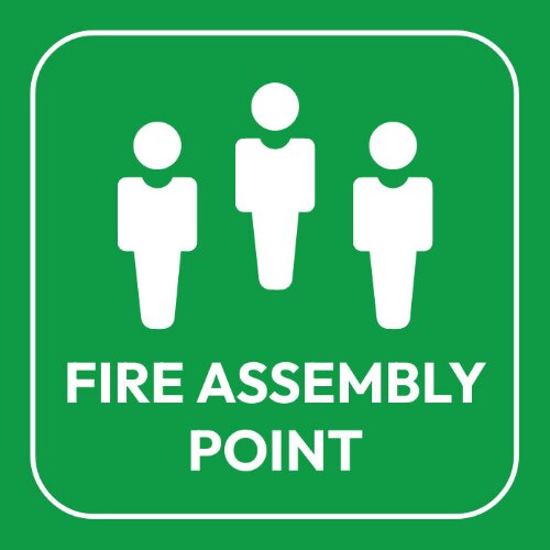 Clearly marked Fire Assembly Point for industrial safety in Lagos.