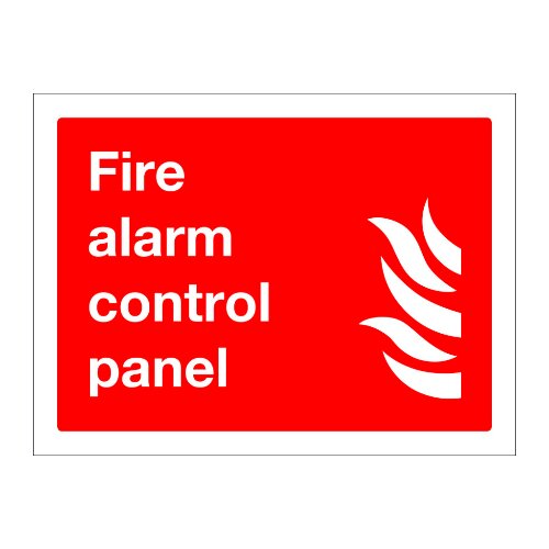 Accessible "Fire Alarm Control Panel" sign with clear text in Lagos.