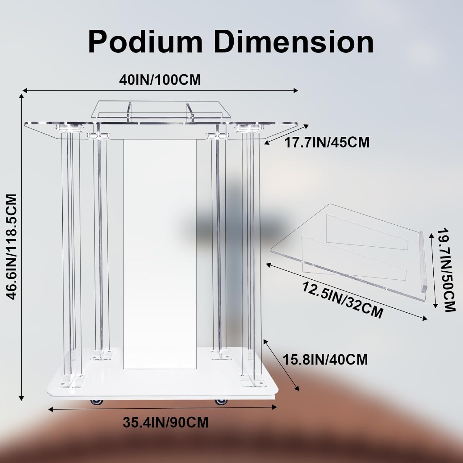 acrylic pulpit with dimension