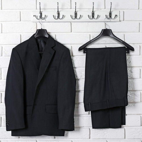 black suit plastic hanger